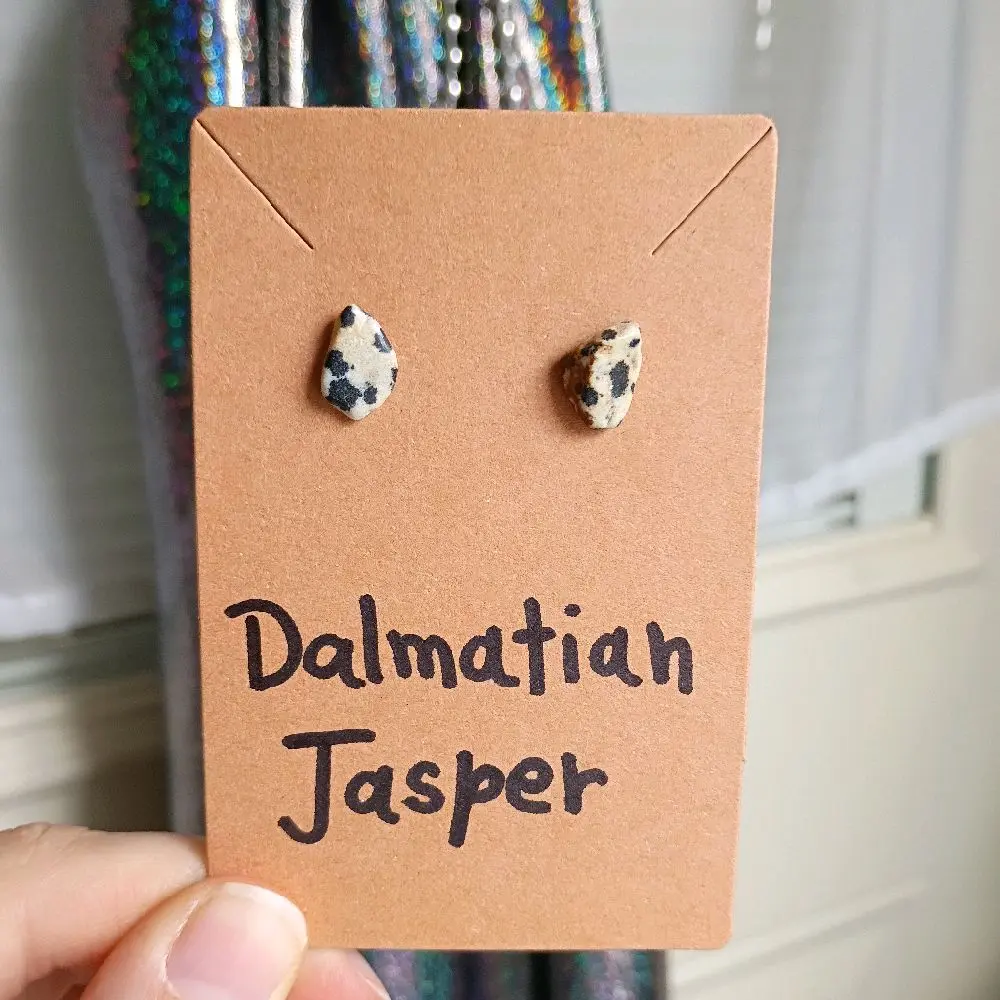 Dalmatian Jasper Crystal Stud Earrings