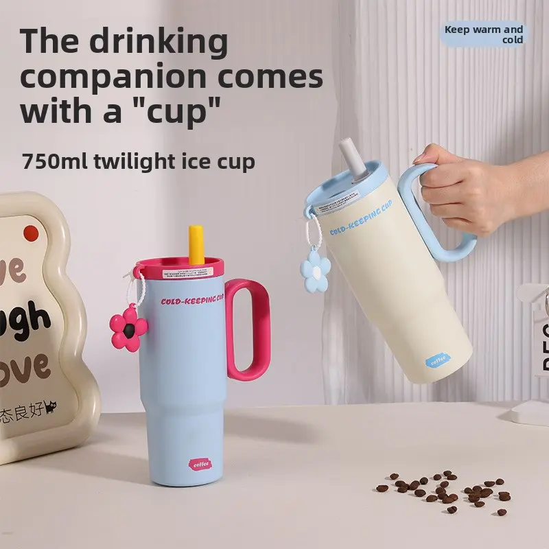 Big Mac thermos cup high value 316 stainless steel large capacity ice cup handle cold water cup