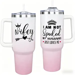 Wifey 40 Oz Tumbler, Anniversary & Birthday Gift for Wife, Unique, Cup Mug Tumbler with Handle Coffee Drinkware,Anniversary & Birthday Gift Ideas for Wife, Insulated Stainless Steel Coffee Mug, New Wife Wedding Gift