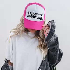 Expensive & difficult Trucker hat, funny trucker hats, summer snapback, hot pink trucker hat, snapback, summer trucker hat, funny sayings on hats, funny hats