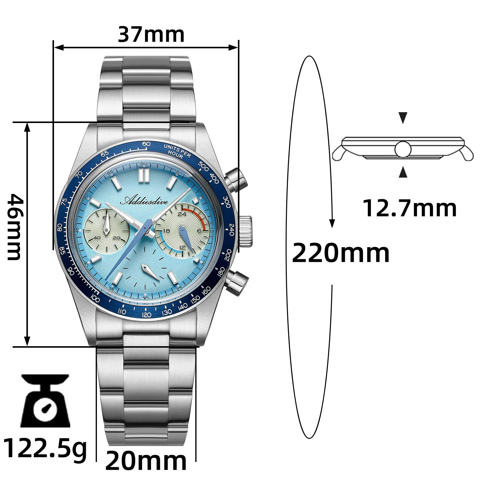 ADDIESDIVE Chronograph Watch Business Dress Watch - VK63 Movement