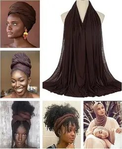 Stretch Head Wraps for Black Women – Long African Turban Scarf, Soft Jersey Hair Wrap Headbands