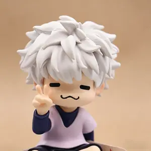 Hunter x Hunter Killua Zoldyck Figurine, Cute Q Version 3.5" Collectible Figure, Kawaii Killua with Peace Sign, 9cm/3.5" Mini Statue for Desk Decor, Great Gift for Hunter Fans tiktokshopspringglowup
