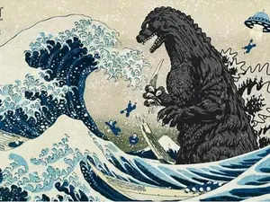 Godzilla - Great Wave Wall Poster Posters Decor Photo (No Framed)