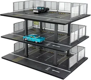 Hot Diecast Wheels Display Case - 1/64 Scale Die-cast Model Car Organizer with 15 Parking Spaces Sturdy Rectangular Plastic Diorama Rack Set