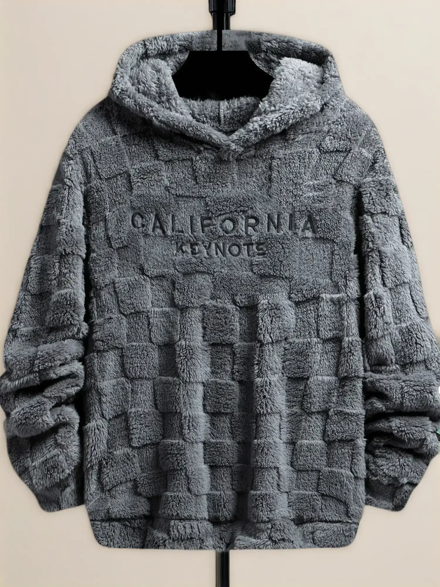 Men's Letter Embroidery Drop Shoulder Fuzzy Hoodie, Regular Fit Casual Fashion Fabric Long Sleeve Hooded Sweatshirt for Spring & Fall, Mens Clothing,