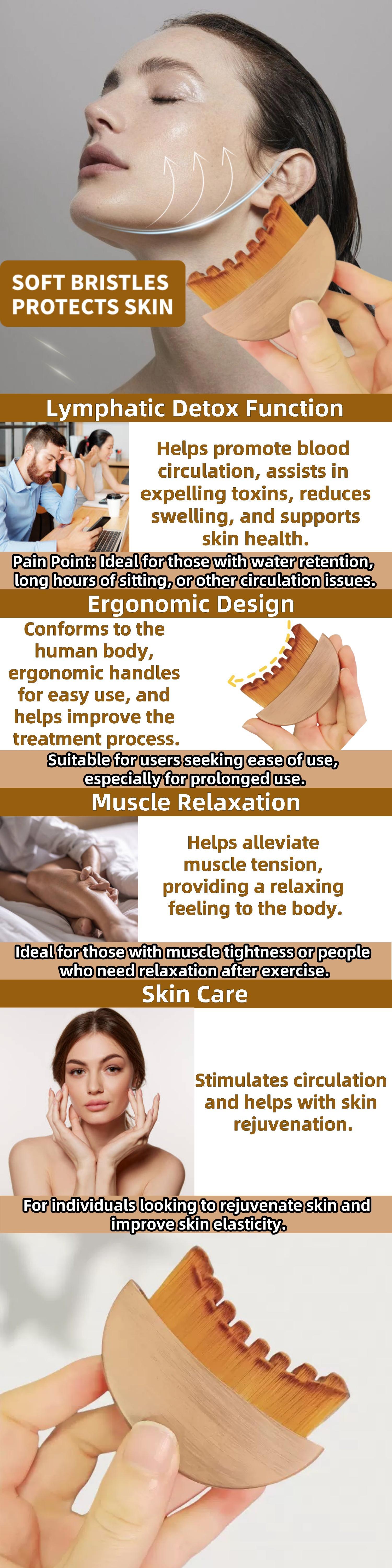 Face Lymphatic Contour Brush for Jawline & Chin Sculpting Dry Brushing Massager for Lymphatic Drainage & Facial Fatigue Relief Ergonomically Designed to Fit The Skin Precisely 1PCS Beauty Roller Daily