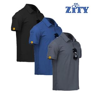 ZITY Men's 3-Pack Short Sleeve Polo Shirts with Pocket, Moisture Wicking Technology - Mensfashion, Athletic Fashion, Sporty Polo Shirts for Golf, Workout - Black, Blue, Gray (Medium Size),summerwins