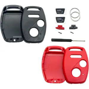 Replacement Key Fob Shell Keyless Entry Remote Car Key Fob Cover Case Fits for Honda Accord/Civic/CR-V/Fit/Odyssey/Pilot/Ridgeline/CR-Z (Black + Red)