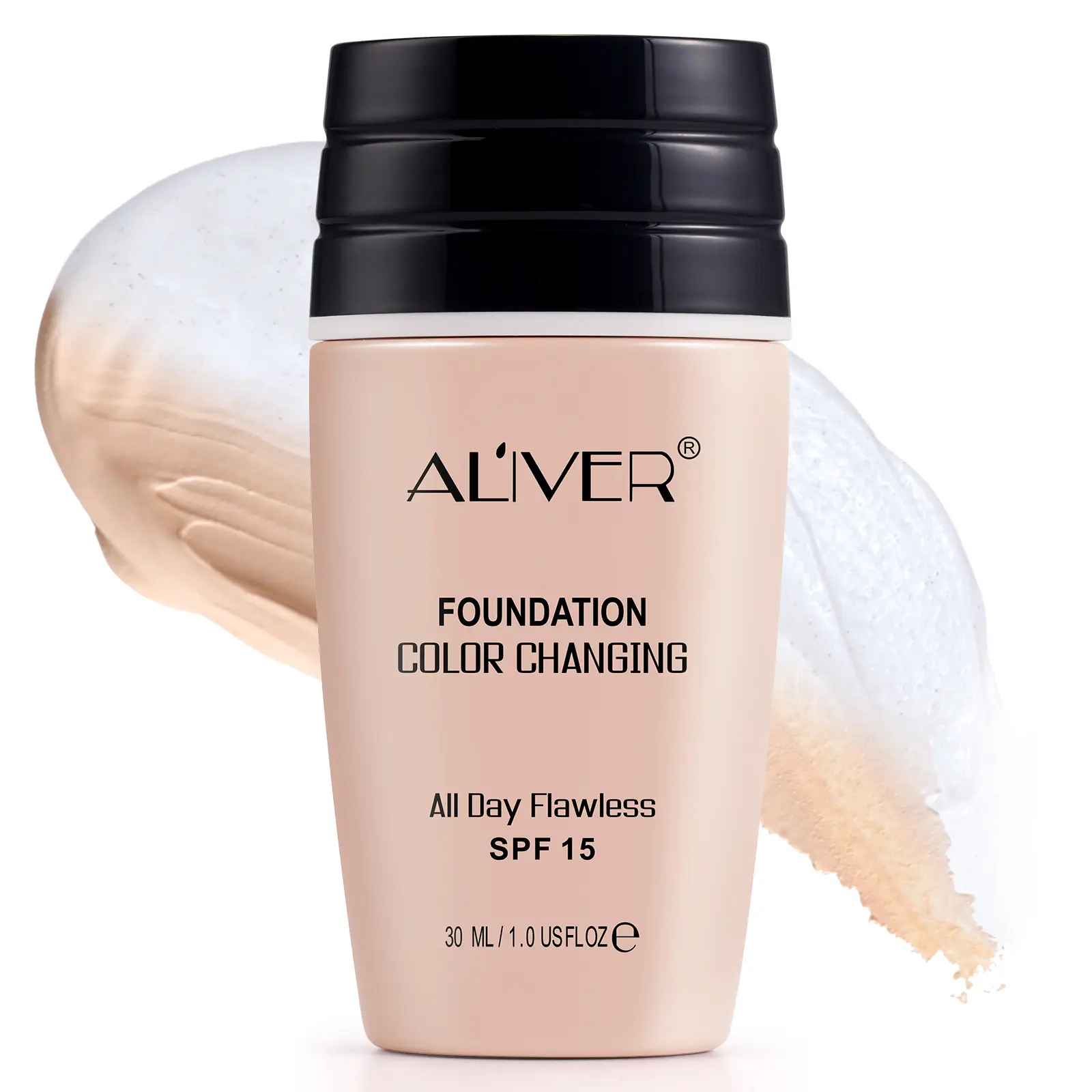 ALIVER Color Changing Foundation SPF 15 - Lightweight, Waterproof Beauty Products for Makeup Beginners, 30 ml White Foundation for Fair Skin Tone*1 Pcs, Hydrating Moisture Base Cosmetic