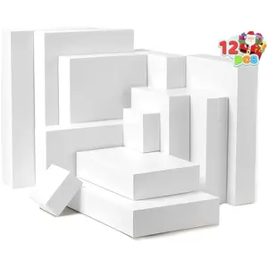 JOYIN 12 PCS Christmas Shirt Gift Boxes with Lids, 4'' Deep Large 4 Different Sizes White Assorted Cardboard Robe Boxes for Presents Clothes Wrapping, Xmas Holiday Birthday Wedding Gifts Package Decor
