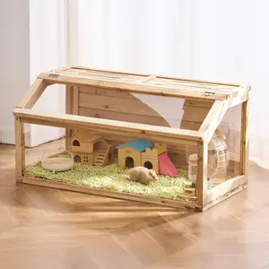 VEVOR Wooden Hamster Cage Habitat 40 in Clear Mice Rodents Small Animals Cage