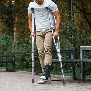 VEVOR Underarm Crutches, 13-Level Height Adjustable Underarm Walking Crutches, Lightweight Aluminum Crutches for Adults Teenager - with Soft Underarm Pad for Leg Injury Surgery Disabled, 1 Pair 300LBS