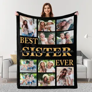 Custom Blanket to My Sister, Birthday Gifts for Sisters from Sisters, Personalized Sister Blanket with Photos, Sister Gifts from Sisters,