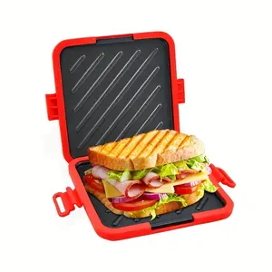 Microwave Oven Bread Machine Sandwich Tray Nonstick Griddle, Heat-Resistant Silicone Multifunctional Baking Pan, Quick Heating Non-Slip Handle