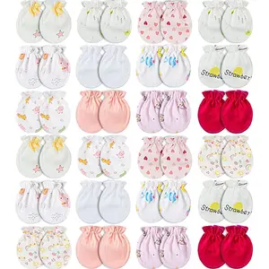 Geyoga 24 Pairs Newborn Baby Mittens No Scratch Mittens Soft Elastic Infant Baby Gloves for 0-6 Months Boy Girl