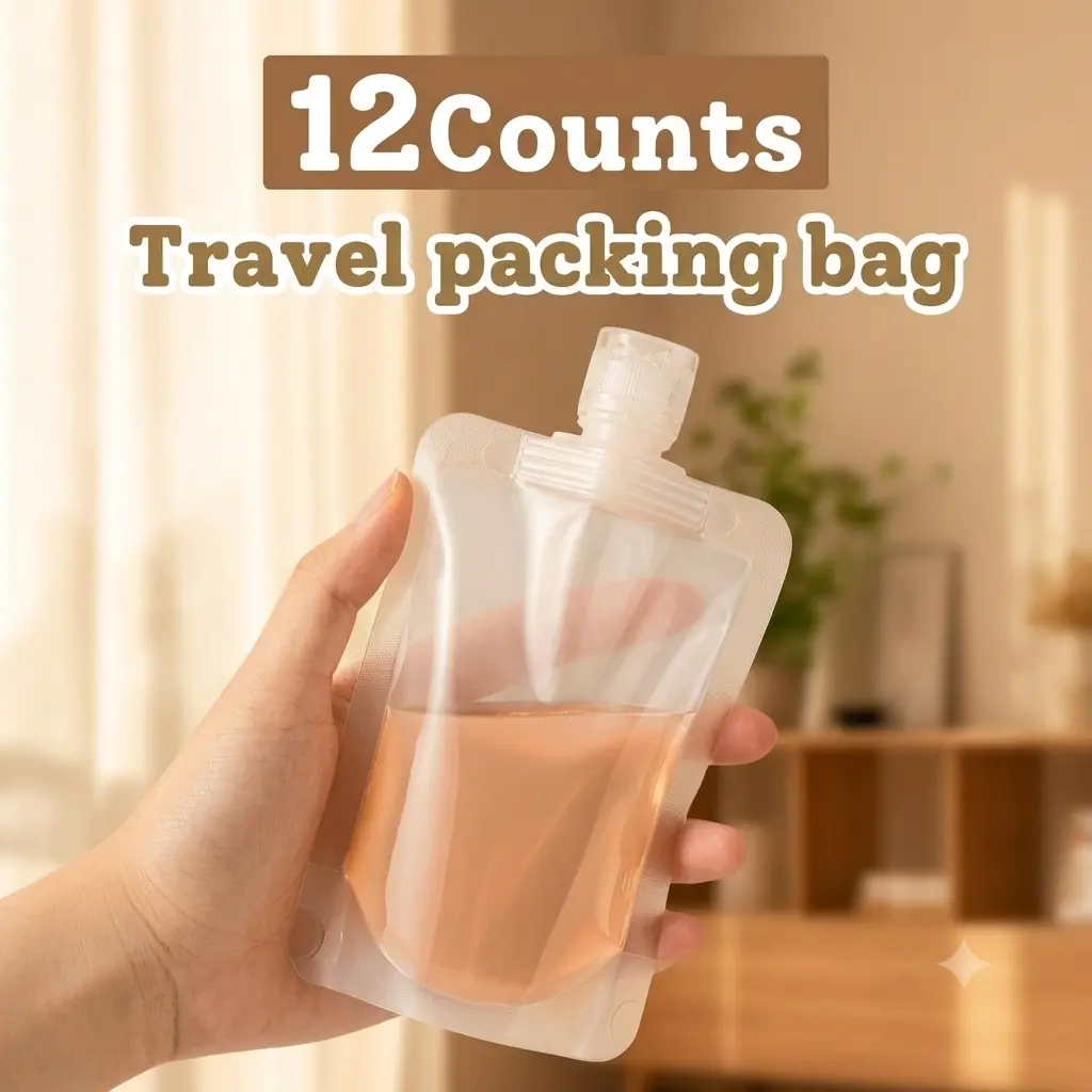 12 Pack Reusable Drink Pouches, Clear Juice Bags, Portable Squeeze Beverage Pouches, Travel Drink Containers, Refillable Juice Pouches for Outdoor, Party & Camping