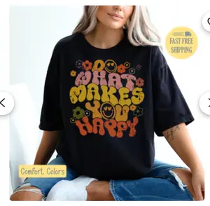 "Do What Makes You Happy" Graphic Tee | Positive Smiley Shirt |  Trending Boho Style