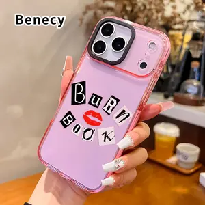 Phone Case for iPhone 17 16 Pro Max 15 Plus 14 13 12 11 Air Lips and Burn Book Pattern Non-Yellowing Shockproof Soft Silicone Transparent Cover