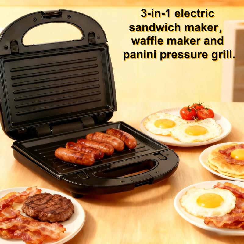 Three-in-One Electric Sandwich Maker Panini Press Waffle Maker with Removable Non-Stick Pan for Easy Cleaning and Storage Ideal for Sandwiches Waffles Burgers Steaks and Snacks Nugget Ice Maker Conversion Kit 2025  latest  portable  jar  vacuum  sealer  k