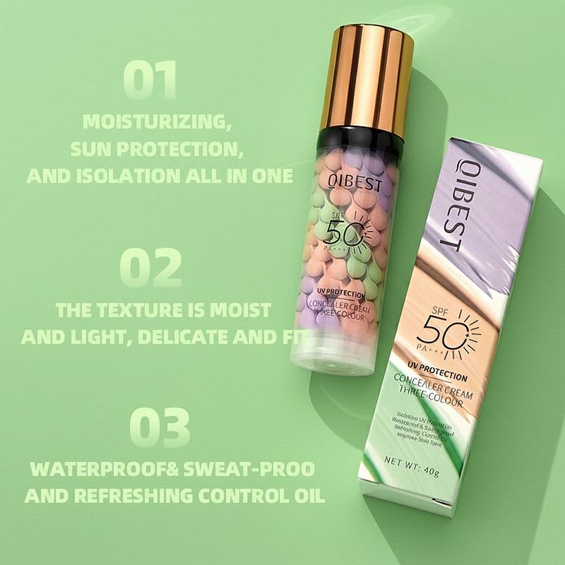 3-in-1 Color Correcting Facial Serum Moisturizing Primer SPF 50 PA++ Brightening Oil Control Refreshing Purple Pink Green Tones Boost Radiance Fast