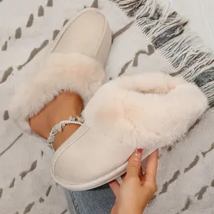 Womens Slipper with Memory Foam Fluffy Soft Warm Slip On House Slippers Anti-Skid Cozy Plush for Indoor Outdoor