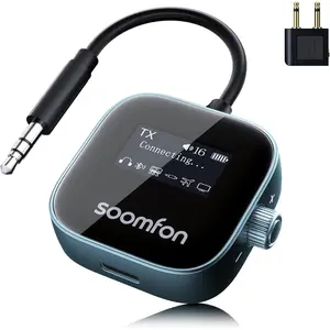 Airplane bluetooth adapter for headphones 2in1 bluetooth 53 transmitter receiver for tv with lcd display 35mm aux for plane gym car home stereo system