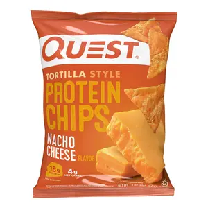 Nutrition Nacho Cheese Tortilla Style Protein Chips, 18g Protein, 4g Net Carb, Low Carb, Gluten Free, 1.1 oz (12)