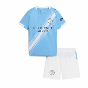 Manchester City 2025/26 Home and Away Full Set Soccer Kit, Premium Fabric Match Style Set 2