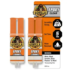 2 Part Epoxy, Clear Epoxy, 0.85 Ounce Syringe (Pack of 2) - 5 Minute Set, Incredibly Bonding