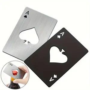 Creative Poker Shape Bottle Opener, Stainless Steel Credit Card Size, Bar Restaurant Beer Metal Opener, Home Bar Accessories, Gift Idea for Parties