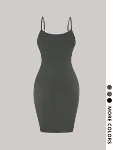 Women's Solid Color Strapless Bodycon Dress, Fashion Casual Sleeveless Spaghetti Strap Tube Dress for Daily Outdoor Wear, Women Dress for Summer,  Summer Dresses