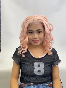 Imstyle Liz 13*4 parting peachy pink 12 inches spiral curls glue less lace front wig