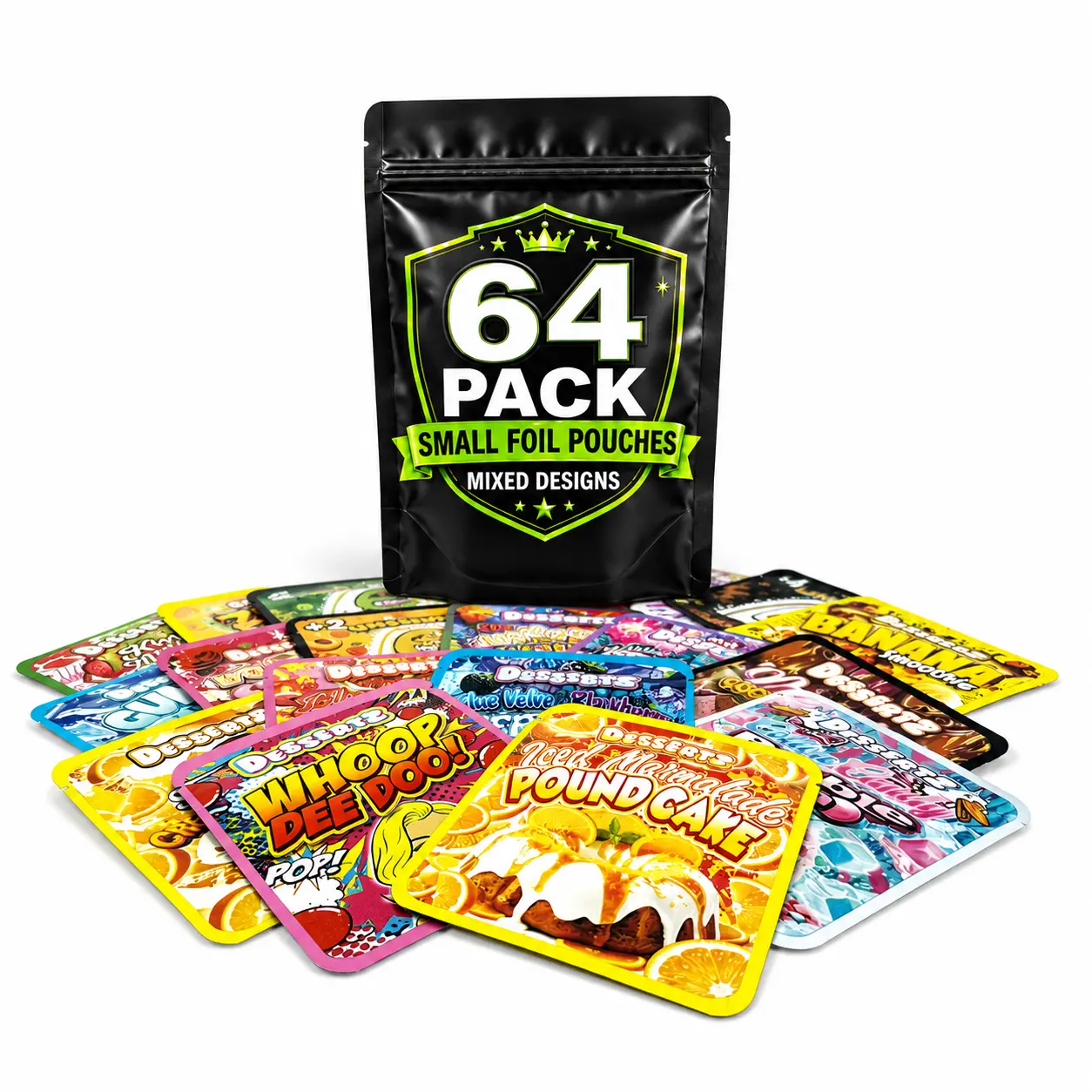 64 Pack THICK LABELED Assorted Foil Storage Organizers – Premium Graphic Design Set