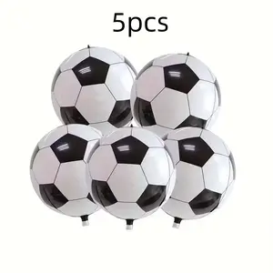 5pcs Football 4D Balloons Set, 22 Inch Large Size, World Cup Atmosphere, Party Decor for Teen Birthday, Sports Theme, Carnival, Summer Parties