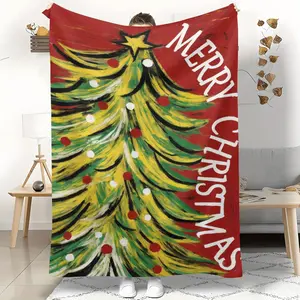 Christmas Throw Blanket Xmas Tree Flannel Blankets Soft Warm Lightweight Blanket for Sofa Bedroom Dorm Couch Office Outdoor Home Gift for Men Women Adults Teen Boys Girls