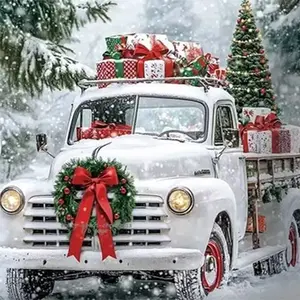 New! Hot Selling DIY 5D Diamond Painting Kit, Christmas Truck Theme, Full Drill Mosaic Art, Home Wall Decor Gift