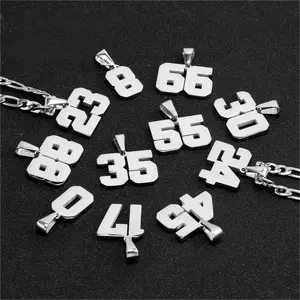 Arabic numerals necklace athletes stainless steel sports Baseball/basketball/soccer team inspired jewelry Men's Athlete