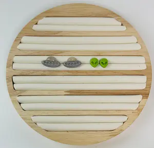 Enchanted Alien and Space Ship Polymer Clay Stud Earrings