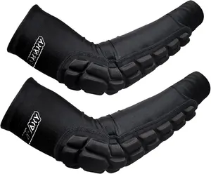 Padded Elbow Forearm Sleeves 2 Pack Compression Crashproof Arm Pads for Football Basketball Volleyball Soccer