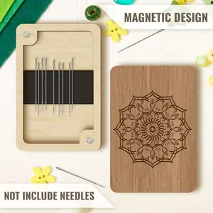 1pc Sewing Supplies Storage Box, Sewing Machine Pattern Needle Holder, Magnetic Needle Case, Sewing Needle Case, Sewing Essential, Magnetic Design Perfect Closure, Decorative Wooden Box, Home Essentials, Perfect Gift for Craft Enthusiasts