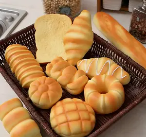 Realistic Bread Squeeze Toys Set, Simulation Croissant Toast Donut Squishy Fidget Toys, Slow Rising Stress Relief Toys for Kids Adults, Cute Kitchen Decor & Party Favors