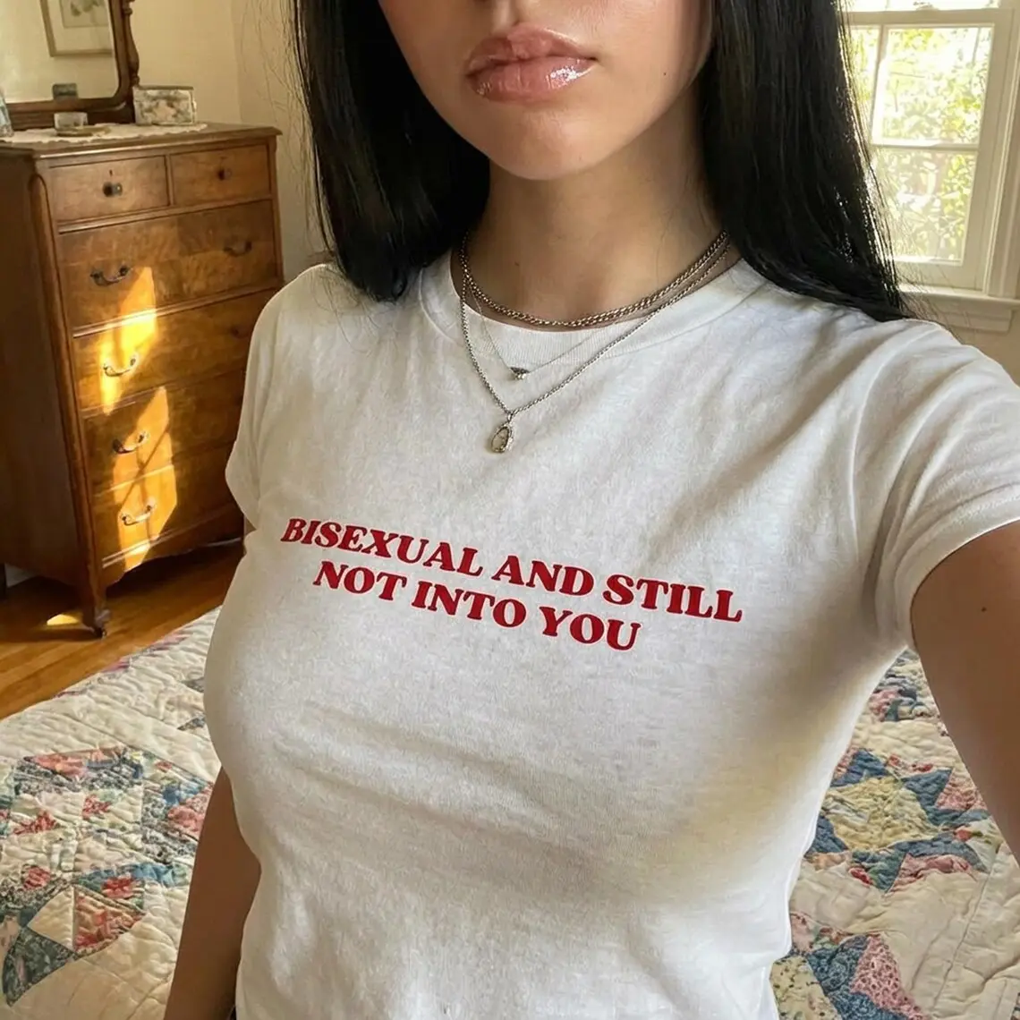 Bisexual And Still Not Into You Baby Tee, Pride TShirt Bisexual Graphic TShirt, Queer Lesbian Shirt, WLW Crop Top Funny Shirt Bisexual Shirt