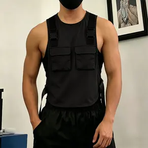 INCERUN Men's Techwear Cyberpunk Tactical Vest Streetwear Rave Utility Harness