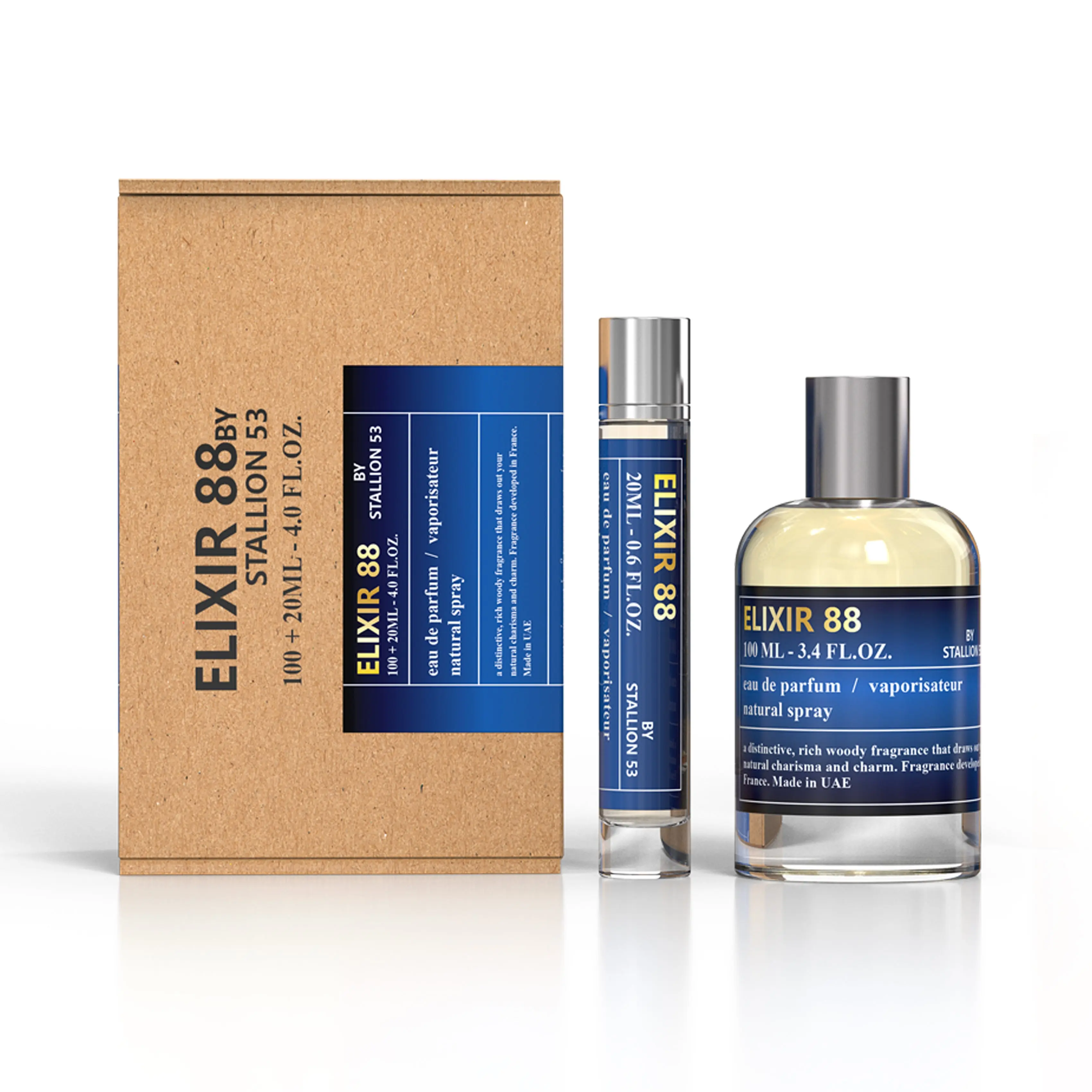 Stallion Blue Stallion Eau De Parfum Gift Set for Men, Alcohol-Based Everyday Fresh Citrus Fragrance (100ml + 20ml, 4.0 fl oz Total), Men's Citrus Perfumes EDP