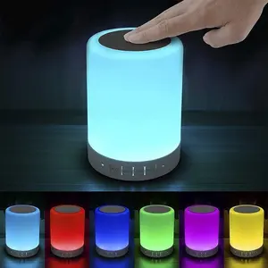 Bedside Lamp with Bluetooth Speaker, Dimmable Color Night Light, Outdoor Table Lamp with Smart Touch Control, Best Gift for Men Women Teens Kids Children for Sleeping Aid