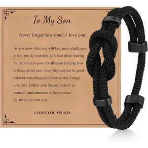 Love Knot Bracelet Gift for Men - Braided Cord Rope Bracelets for Men,String Bracelet with Infinity Knot Anniversary Birthday Gifts