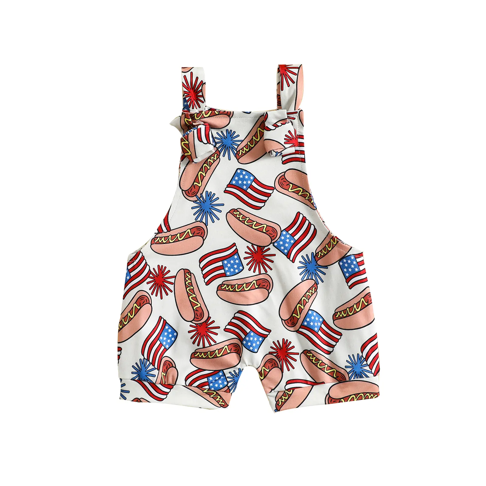 4th of July Baby Boy Girl Outfit Stars Stripes Romper Fourth of July Overalls Infant Memorial Day Clothes