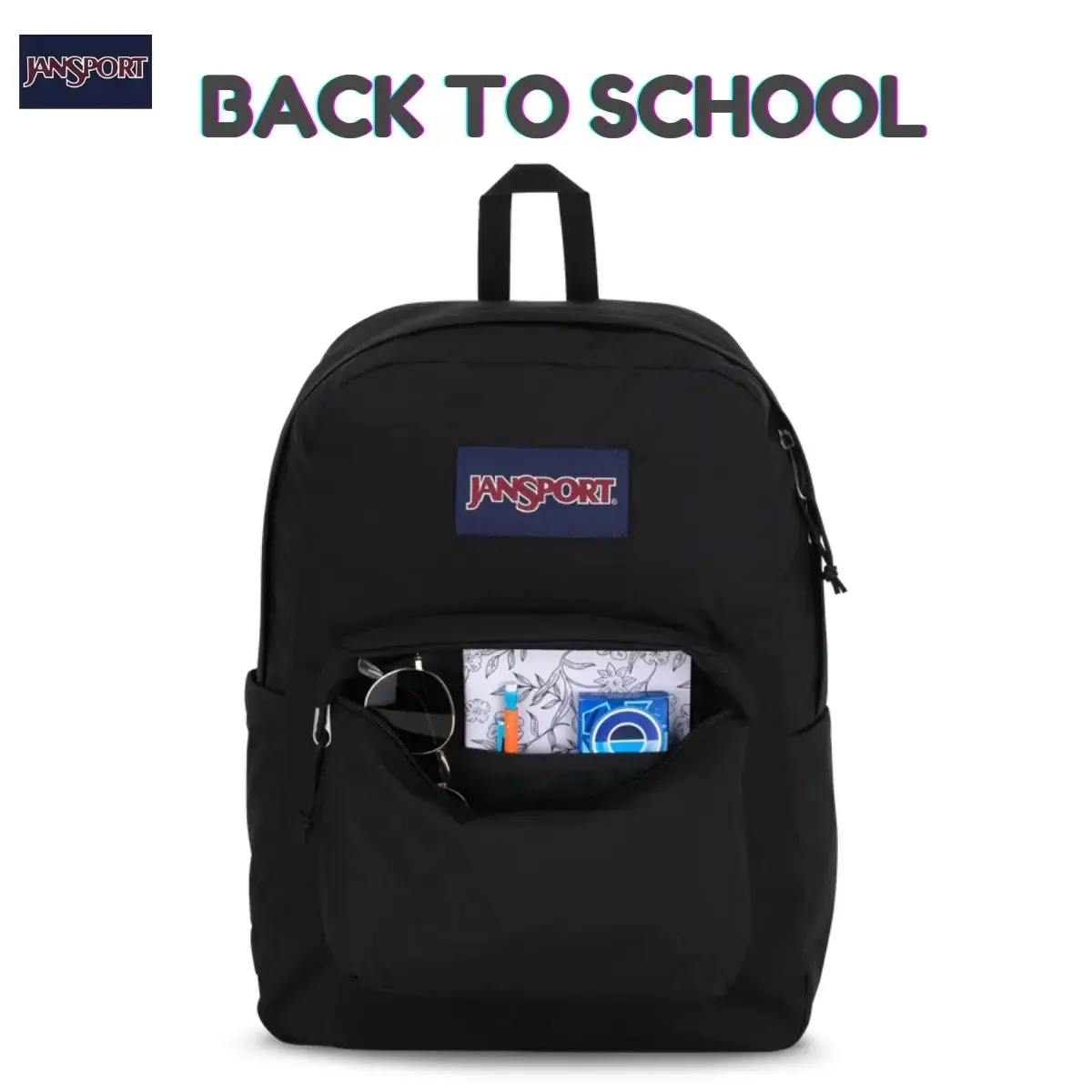 JanSport SuperBreak Backpack (Black, 17"x12.5"x6") - Durable, Lightweight Student Bookbag, Premium Luggage & Travel Bag Accessory