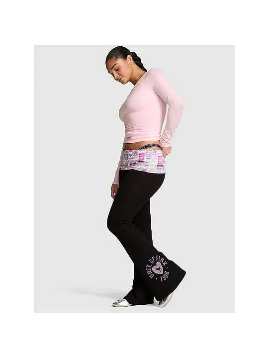 PINK All-Day Cotton™ Foldover Flare Leggings PINK All-Day Cotton™ Foldover Flare Leggings